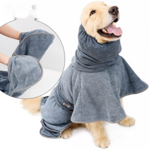 Pet Cotton Dog Bath Towel Strong Water-absorbing Bath Quick-drying - Gray, M