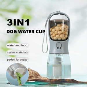 3-in-1 Portable Dog Water Cup, Food Container & Waste Bag Holder